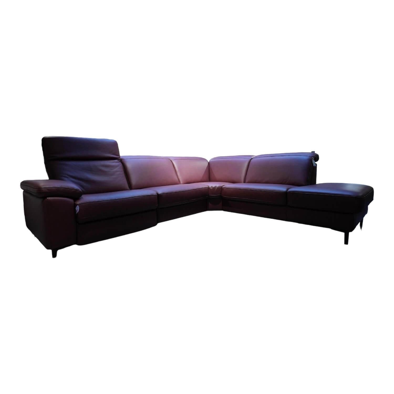 HUKLA Ecksofa Polstergarnitur 4054 Leder 60 Rodeo Barolo Fuß Metall Schwarz