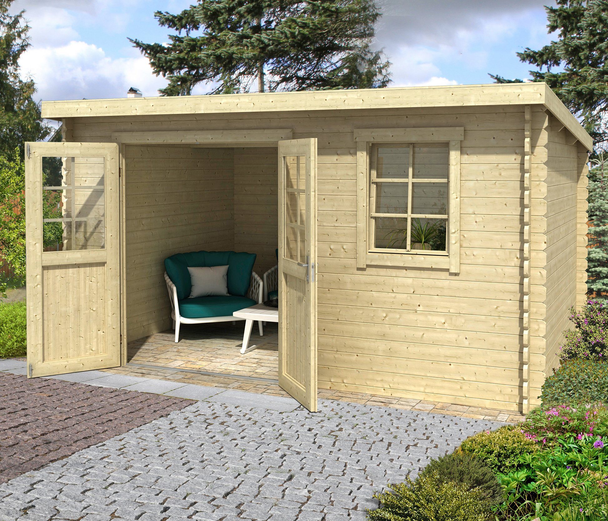 LASITA MAJA Gartenhaus Amira 230, BxT: 400x269 cm, Blockbohlenhaus 28mm