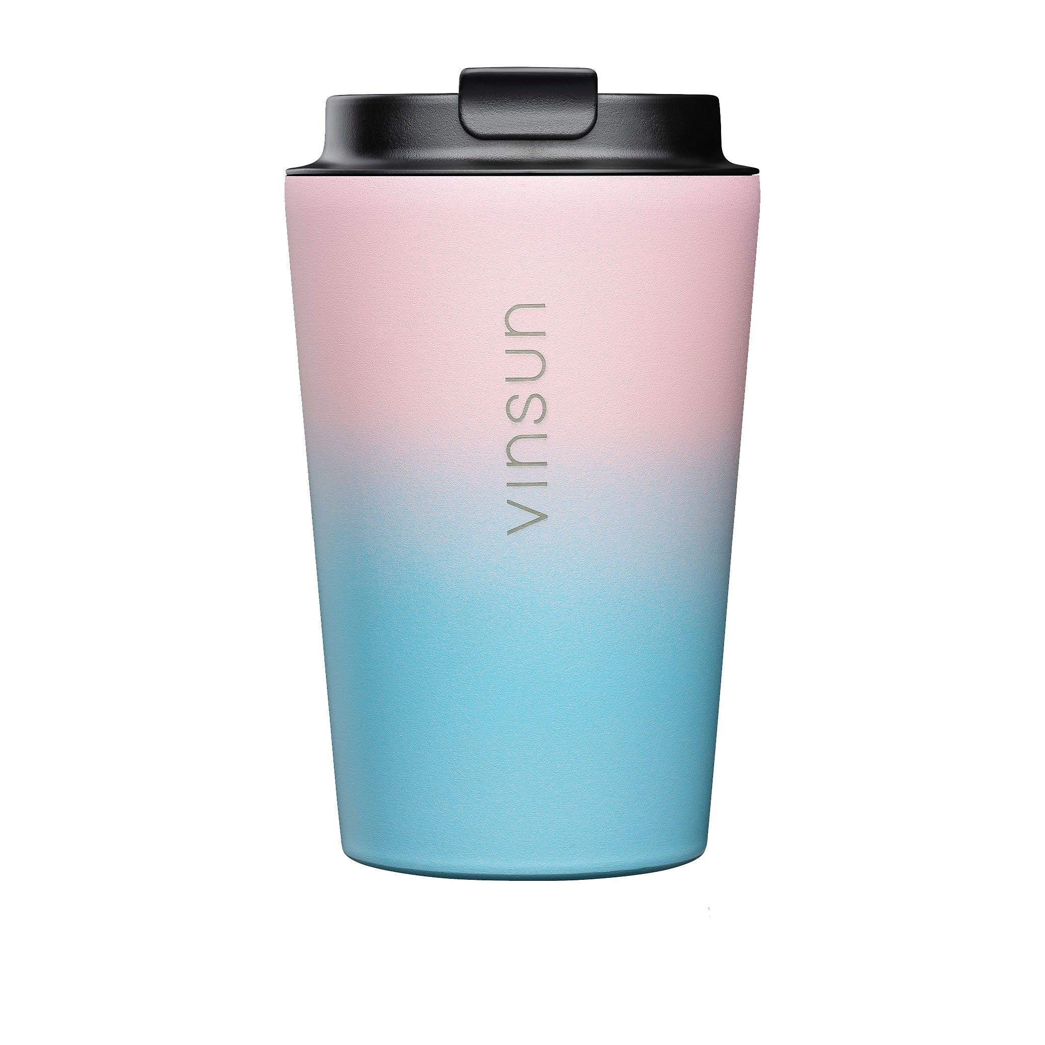 Vinsun Thermobecher Isolierbecher 350ml Rosa, Blau - Kaffeebecher to go, Edelstahl, auslaufsicher, bruchfest, für heiße und kalte Getränke