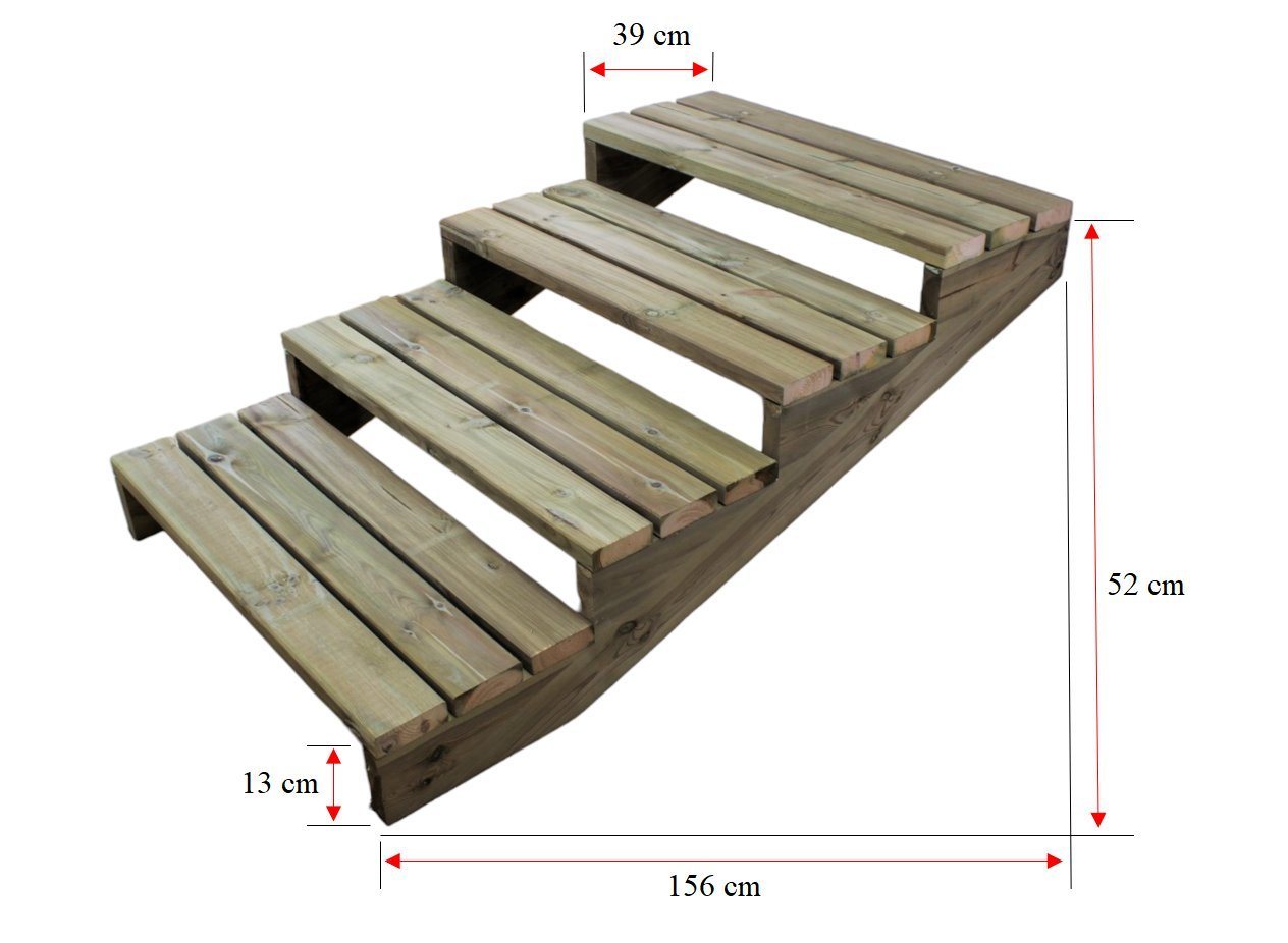 Thumbnail - Gartenwelt Riegelsberger Außentreppe Terrassentreppe XL Breite 95 cm Treppe Kiefer kesseldruckimprägniert