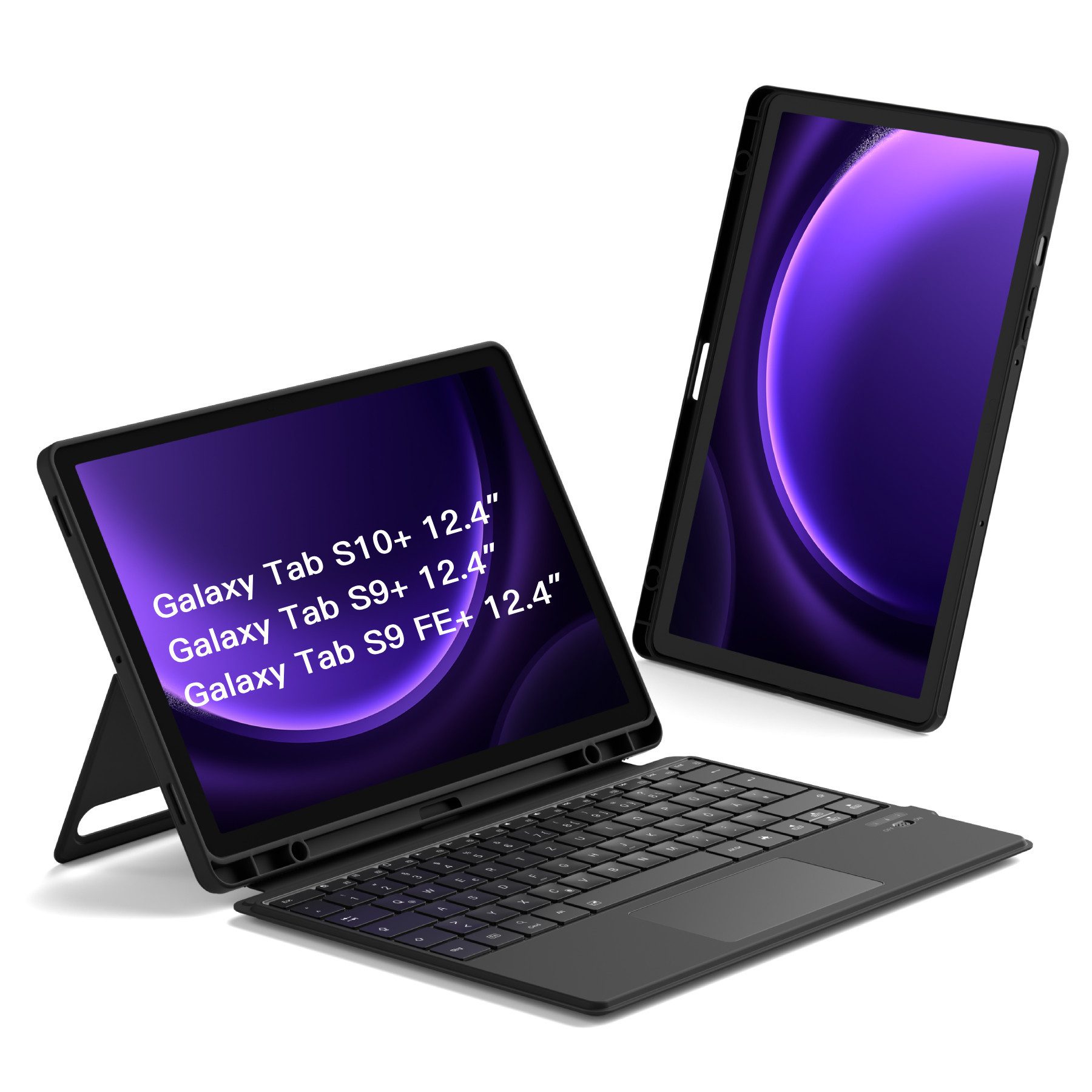 Inateck Hülle für Samsung Galaxy Tab S10 Lite/S10 FE/S9 FE/S9 /S10+/S9+/S9 FE+ Tastatur mit Touchpad (Hoch-/Querformat Ständer, Abnehmbar)