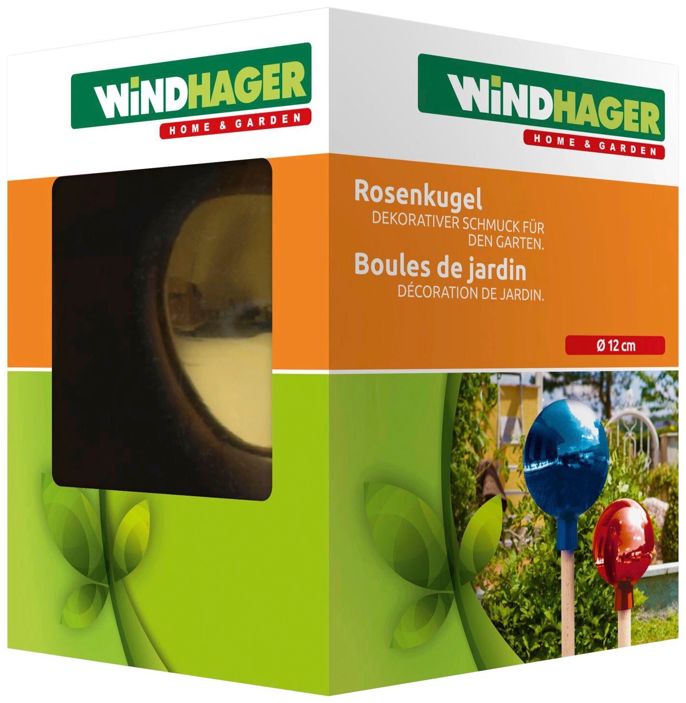 Windhager 16cm Rosenkugel Gartenfigur, Glas, aus Ø