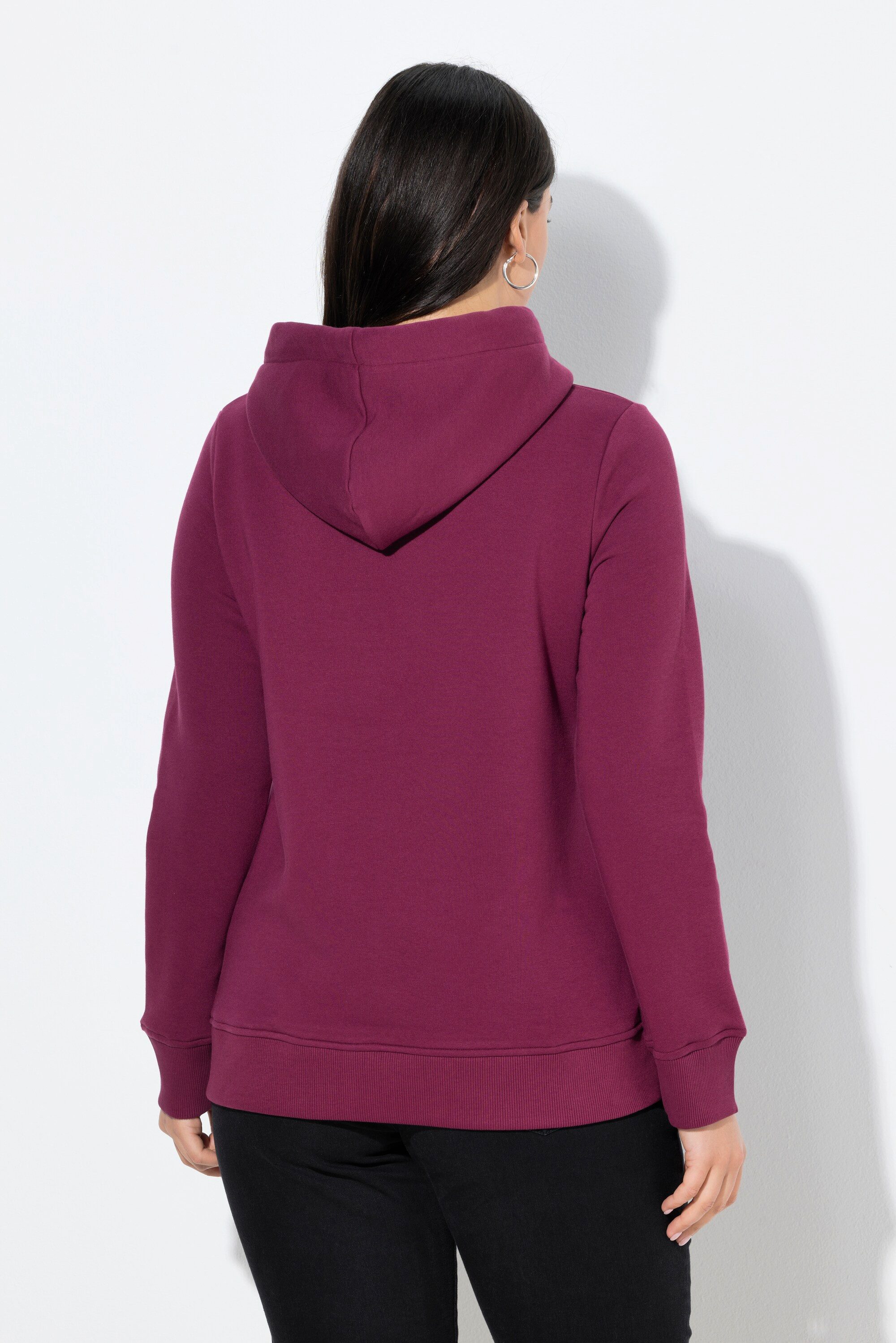 Ulla Popken Sweatshirt Super softer Hoodie Rippbündchen Kapuze Langarm