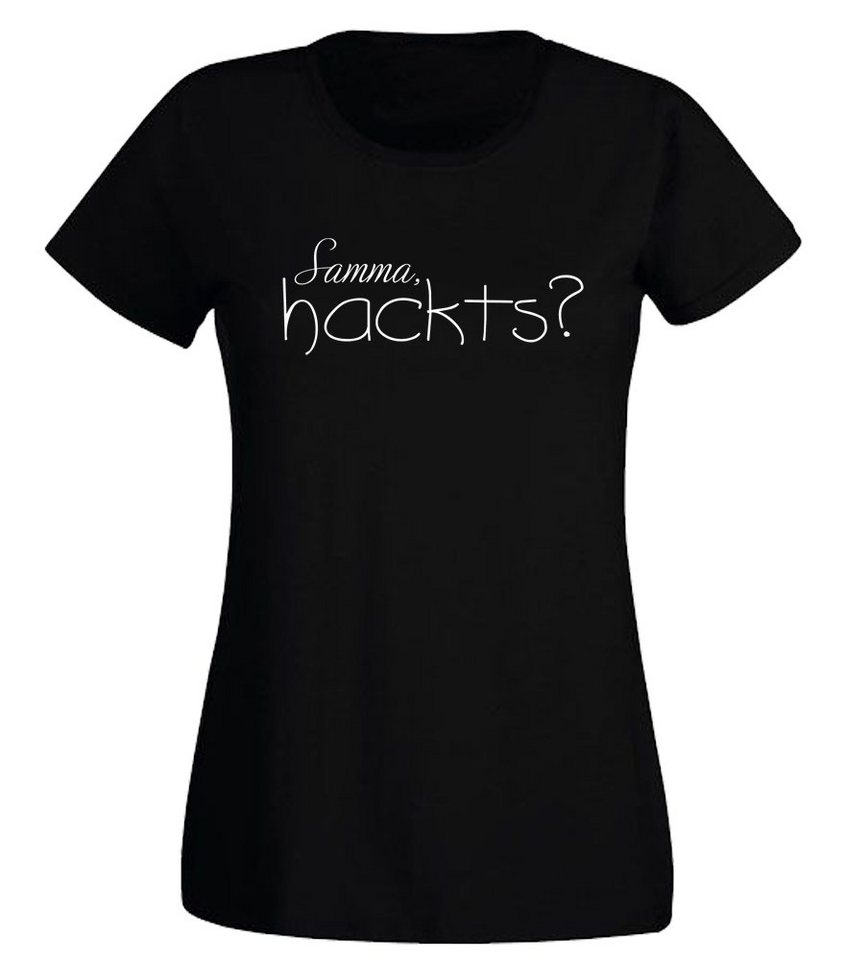 G-graphics T-Shirt Samma, hackts? Slim-fit- Damen T-Shirt mit Statement / Spruch als Frontprint