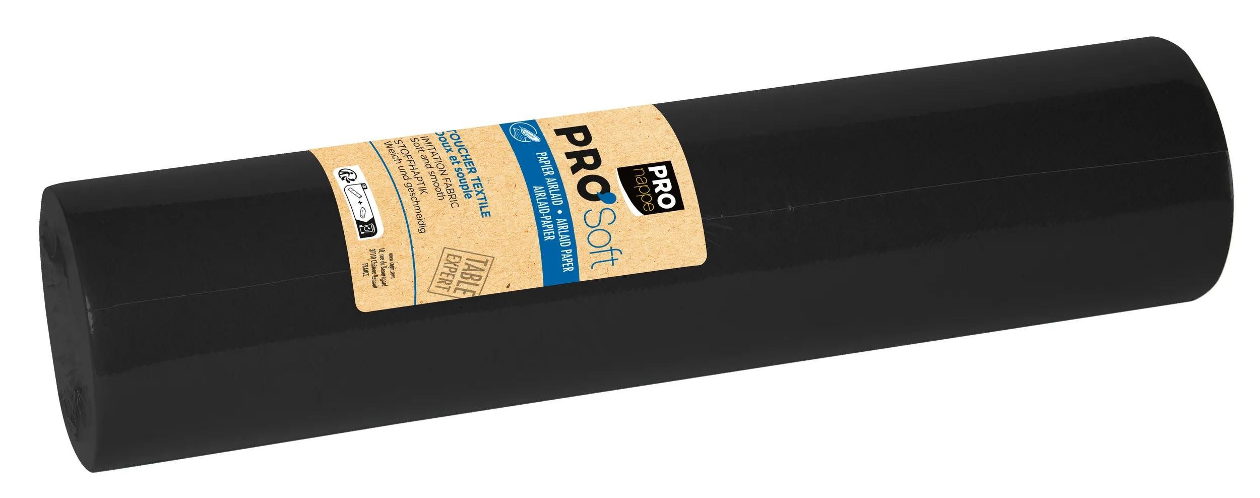 PROnappe Tischband 4x Узкие скатерти auf Rolle, Airlaid 24x0,40m Schwarz R532421I, Tête-à-tête airlaid (Intissé, non tiss)