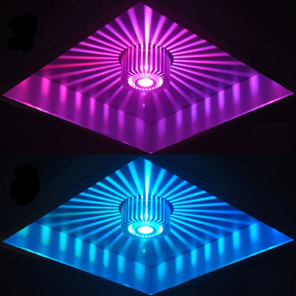 Sunicol LED Deckenleuchte RGB Flurlampe Wandleuchte 3W Kaltes LED Effektlicht Deckenlampe, Weiß, Wandlampe Downlight
