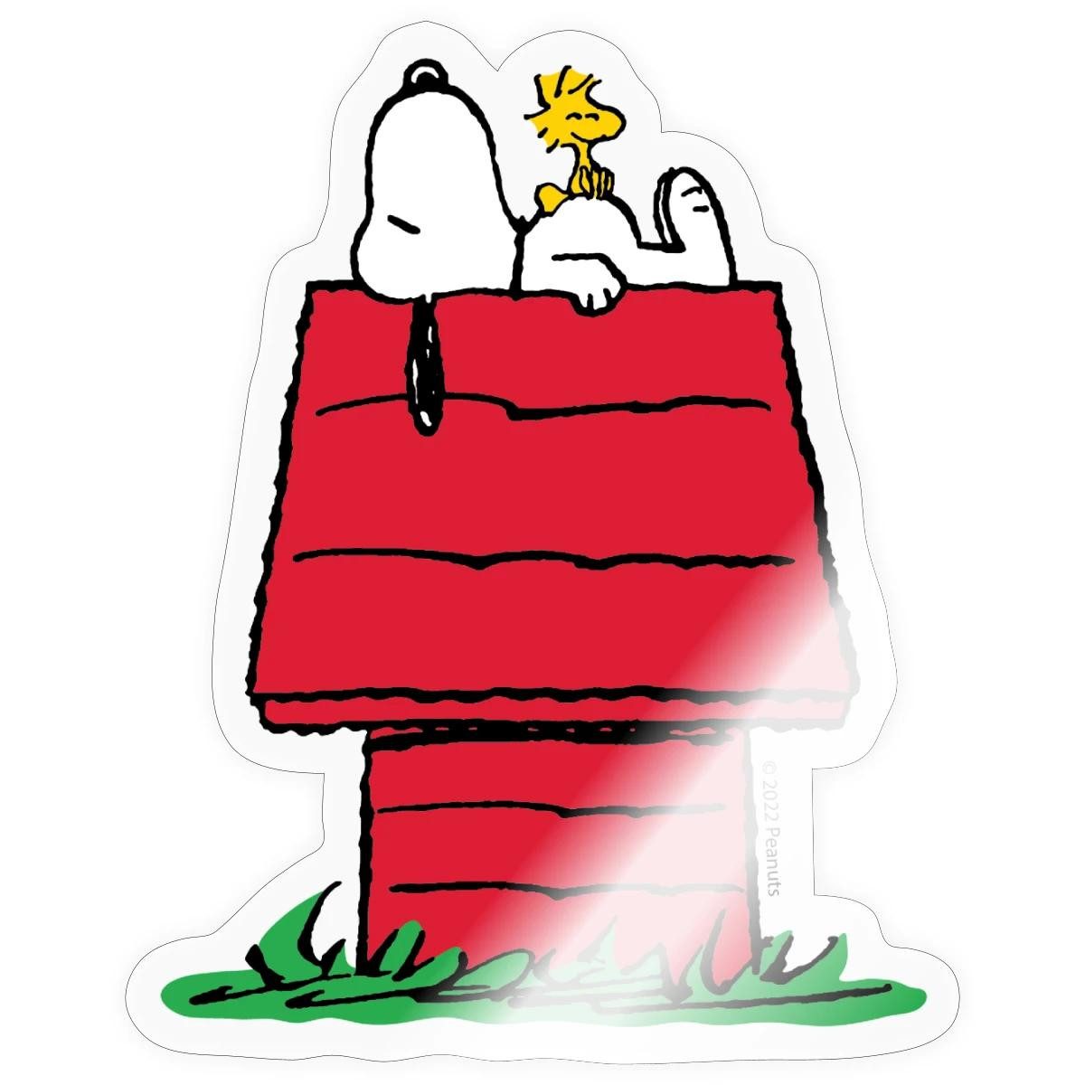 Spreadshirt Aufkleber Peanuts Snoopy Woodstock Und Die Hundehütte Sticker Aufkleber
