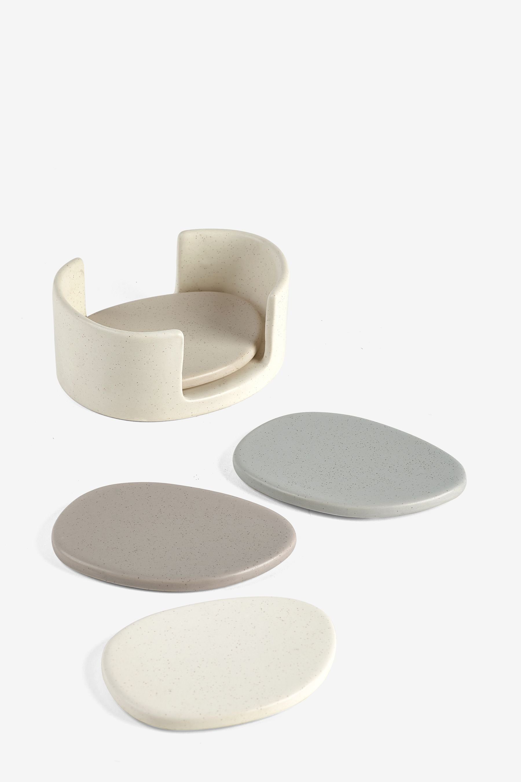Next Becheruntersetzer Keramik-Untersetzer und Halterung, 4-er Set, 1-tlg.
