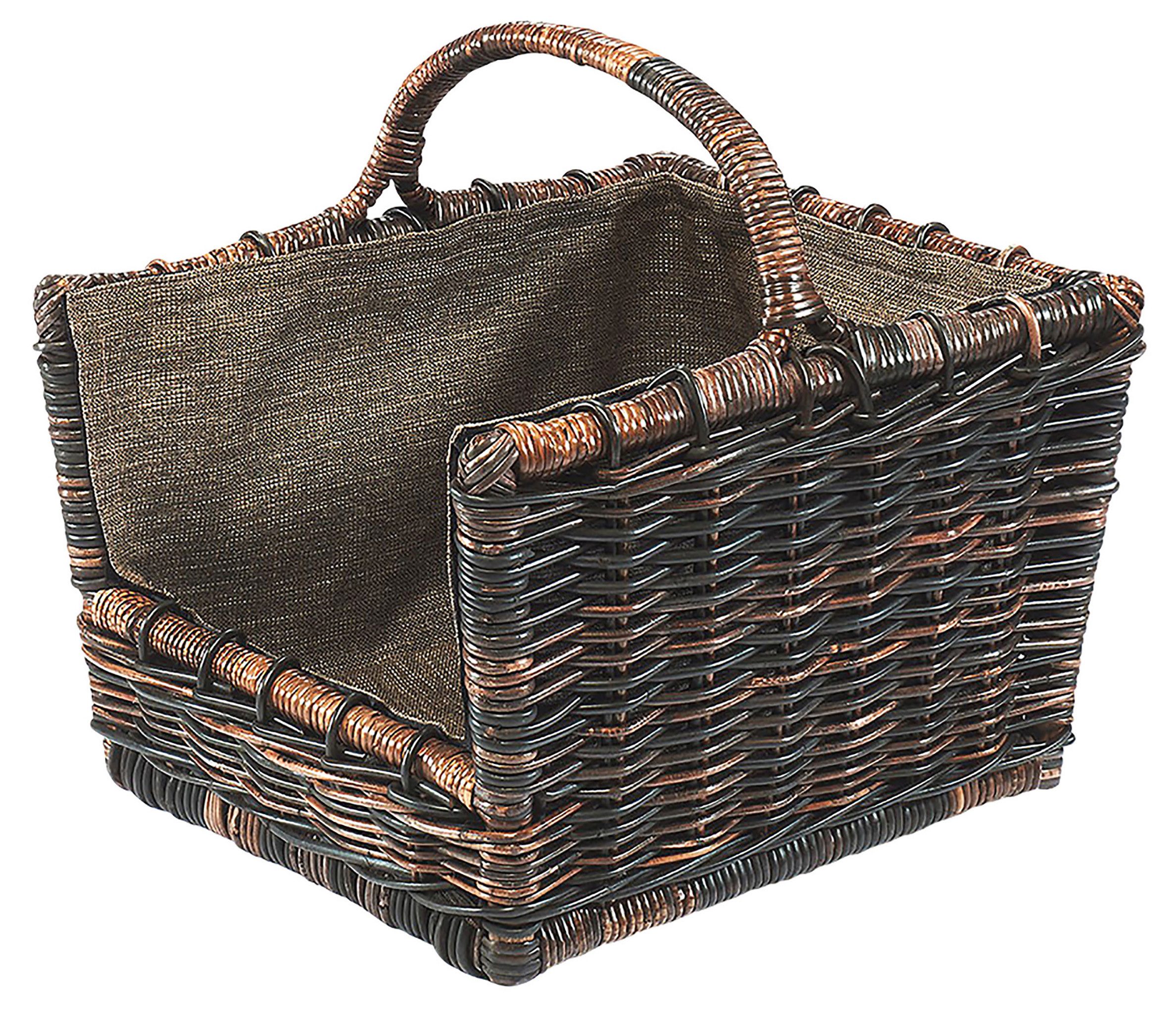 Kobolo Kaminholzkorb Holztrage Holzkorb krabu Rattan abnehmbarer Jutestoff (Einzelstück, 1 St., Stück), abnehmbarer Stoff