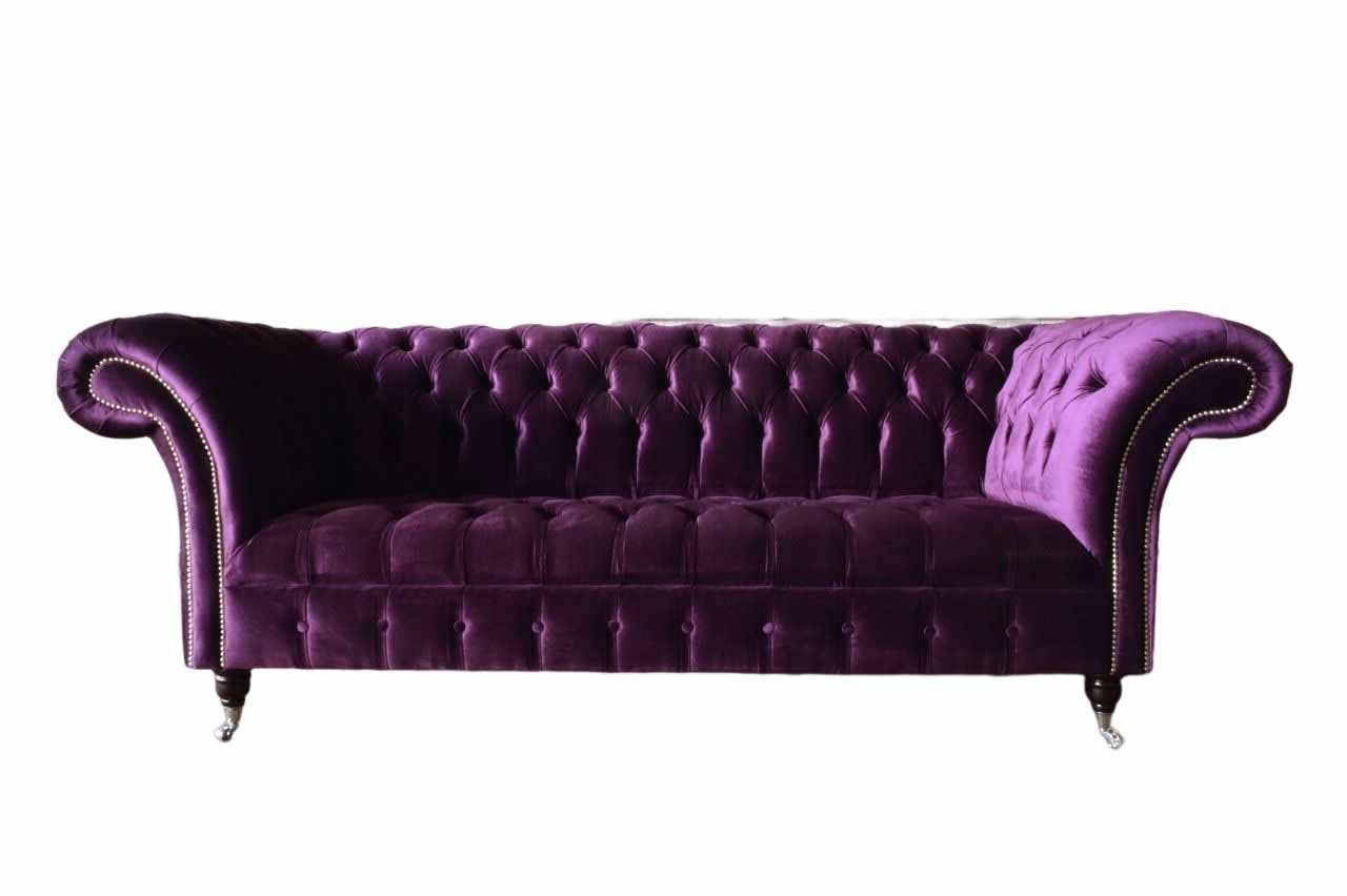 Wohnzimmer Design Dreisitzer Klassisch Sofa Sofas Textil Chesterfield JVmoebel Chesterfield-Sofa,