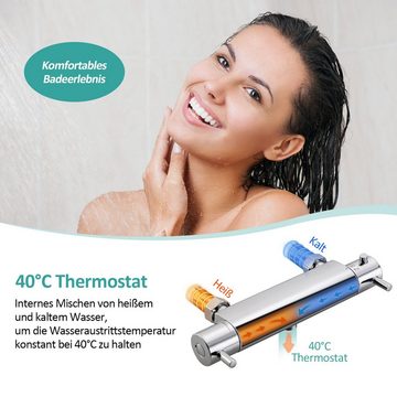 EMKE Duscharmatur Duscharmatur mit Thermostat 1-Loch Duschthermostat Duschhahn 40° C Sicherheitstaste Badezimmerarmatur für Duschsystem Brausemischer