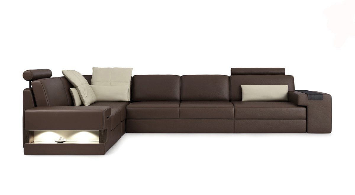 JVmoebel Ecksofa, Ledersofa Sofa Modernes Polster Leder Design Ecksofa Couch Textil Braun