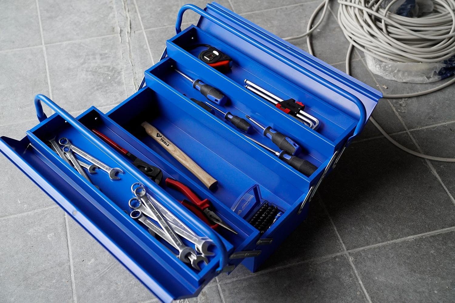 Tools Metall-Werkzeugkasten, klappbar Brilliant Werkzeugkoffer