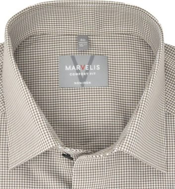 MARVELIS Businesshemd Businesshemd - Comfort Fit - Langarm - Kariert - Braun Vichykaro