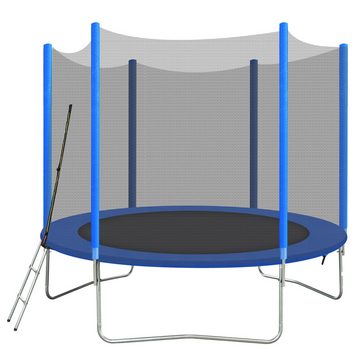 OKWISH Kindertrampolin Gartentrampolin Fitnesstrampolin, Ø 308 cm, (belastbar bis 100kg), Trampolin mit Treppe,10ft verzinktem Stahl