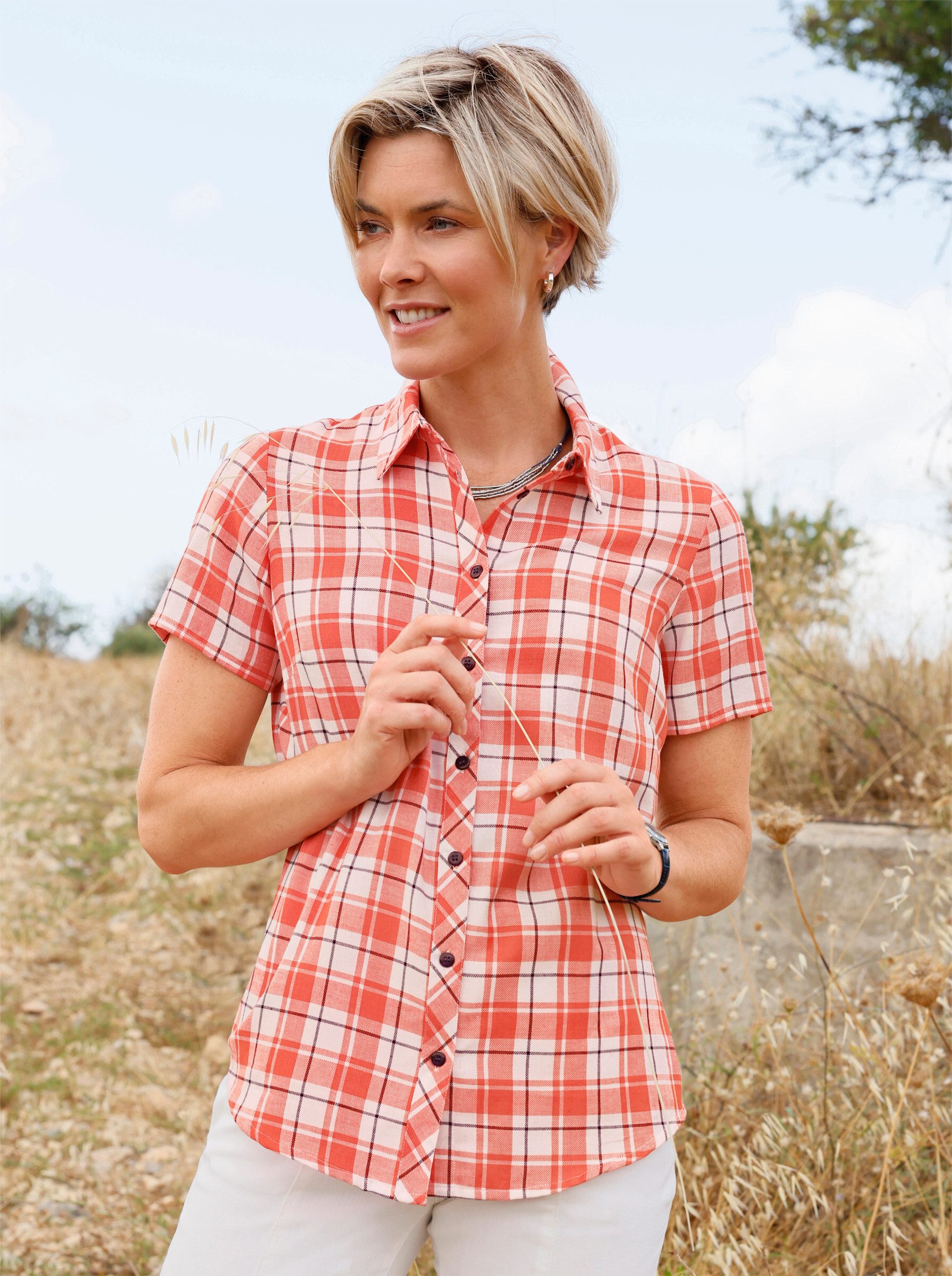 Witt Klassische Bluse Karo-Bluse Kurzarm