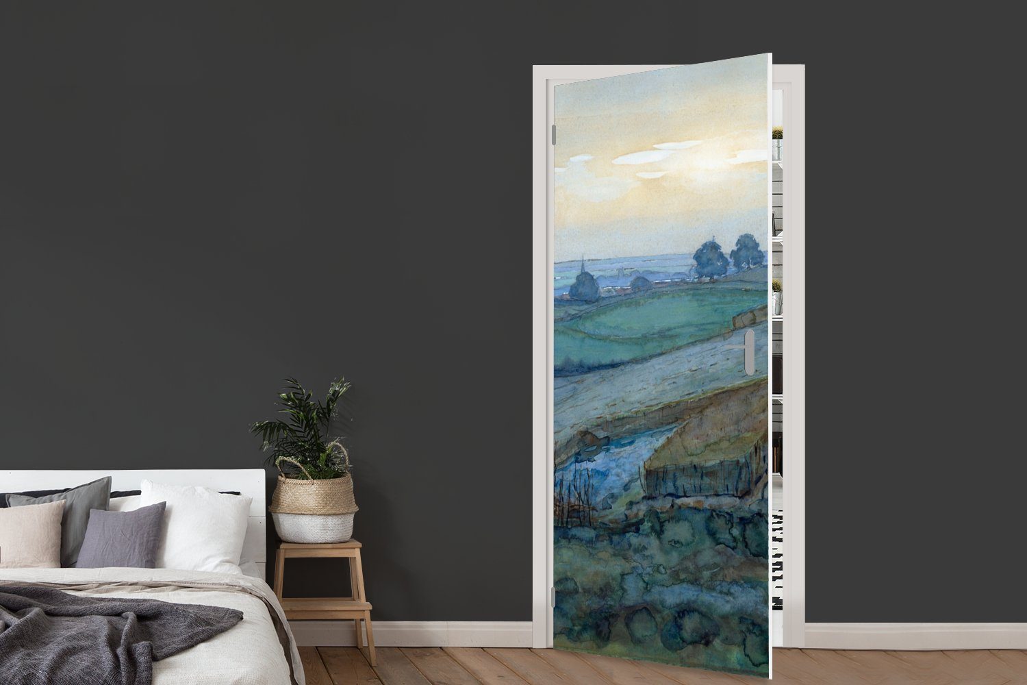 Piet Mondrian, Türtapete (1 Tür, St), cm für 75x205 Arnheim MuchoWow Türaufkleber, bedruckt, Fototapete Matt, - bei Landschaft