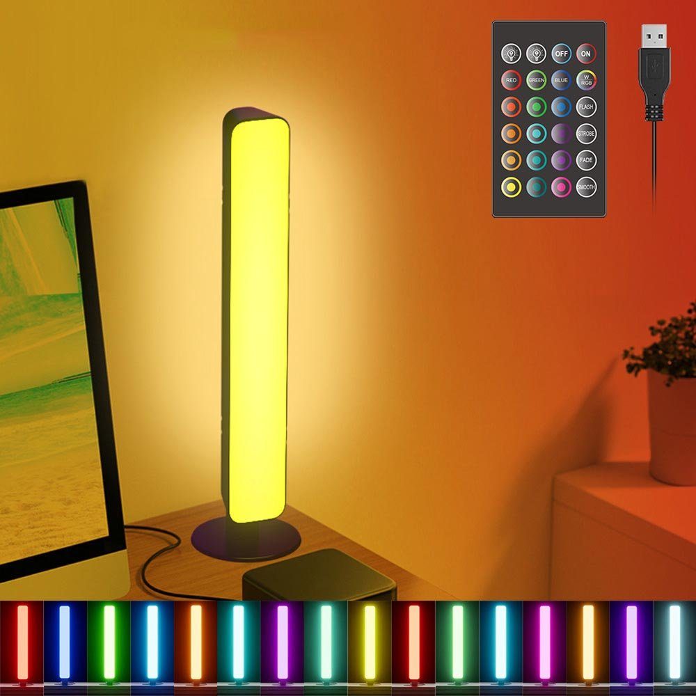mit 16 LED LED-Lichtleiste Farben RGB Stripe Dimmbare MUPOO Schlüssel Deko Musik synch,Fernbedienung,Gaming 24 LED-Streifen Lightbar, 1/2er,LED