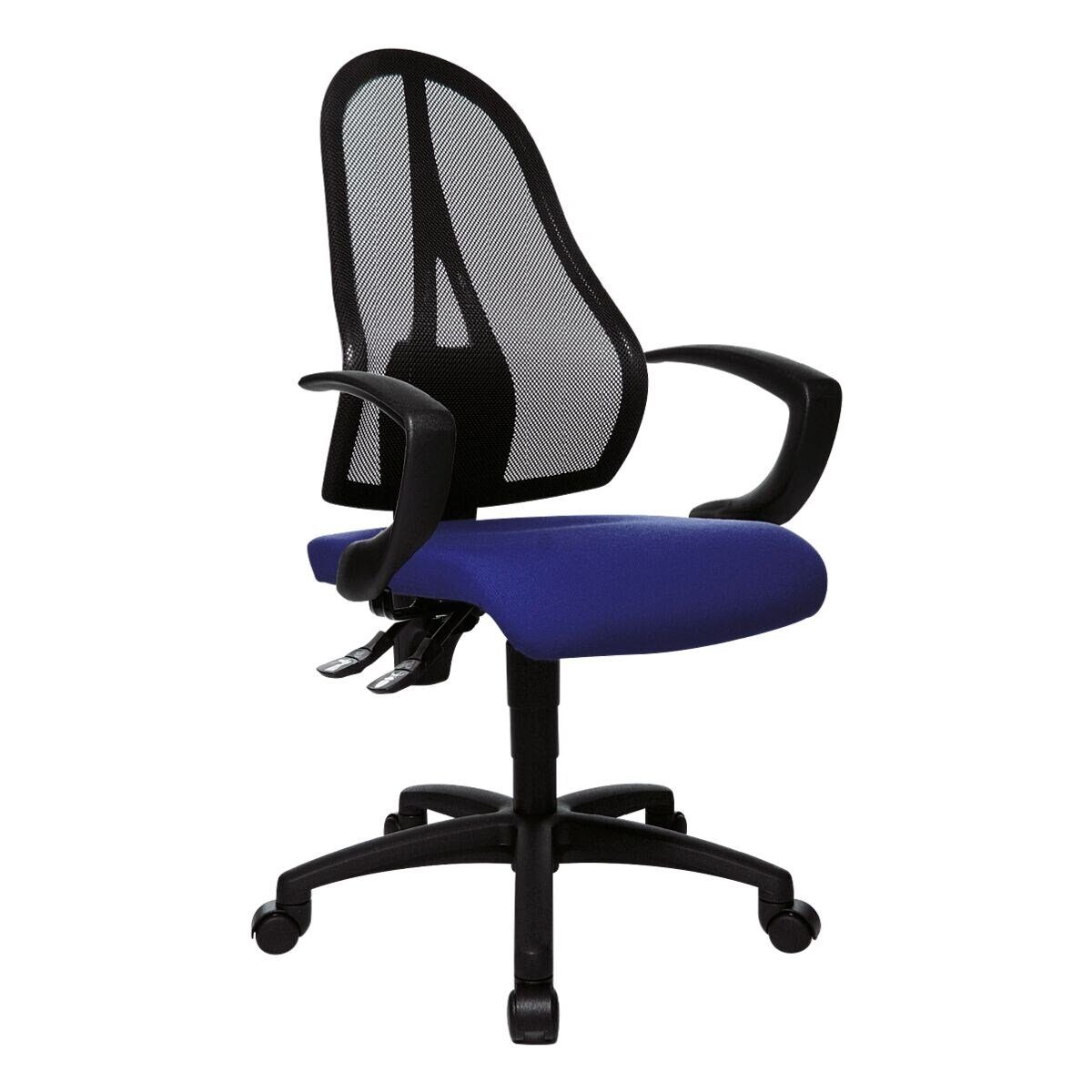 beliebt günstig TOPSTAR Schreibtischstuhl Open mit Netzrücken, Knierolle und ergonomischem Point P, blau (ohne Armlehnen)