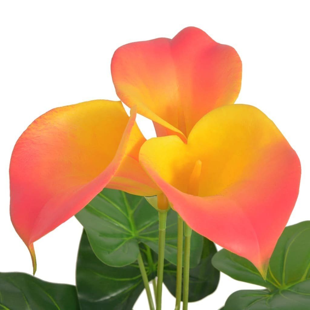 45 cm Kunstpflanze Künstliche furnicato, cm und Gelb, Höhe 45 Calla-Lilie Rot Topf mit