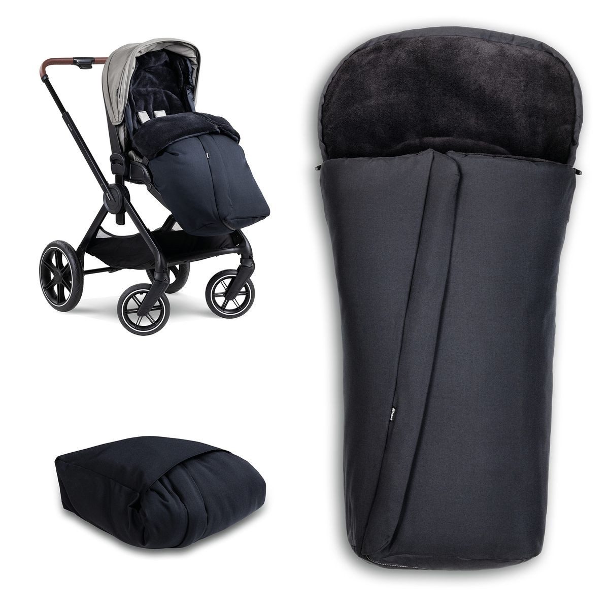 Hauck Fußsack Schwarz, Universal Baby Winter Fußsack für Kinderwagen und Buggy Winterfußsack