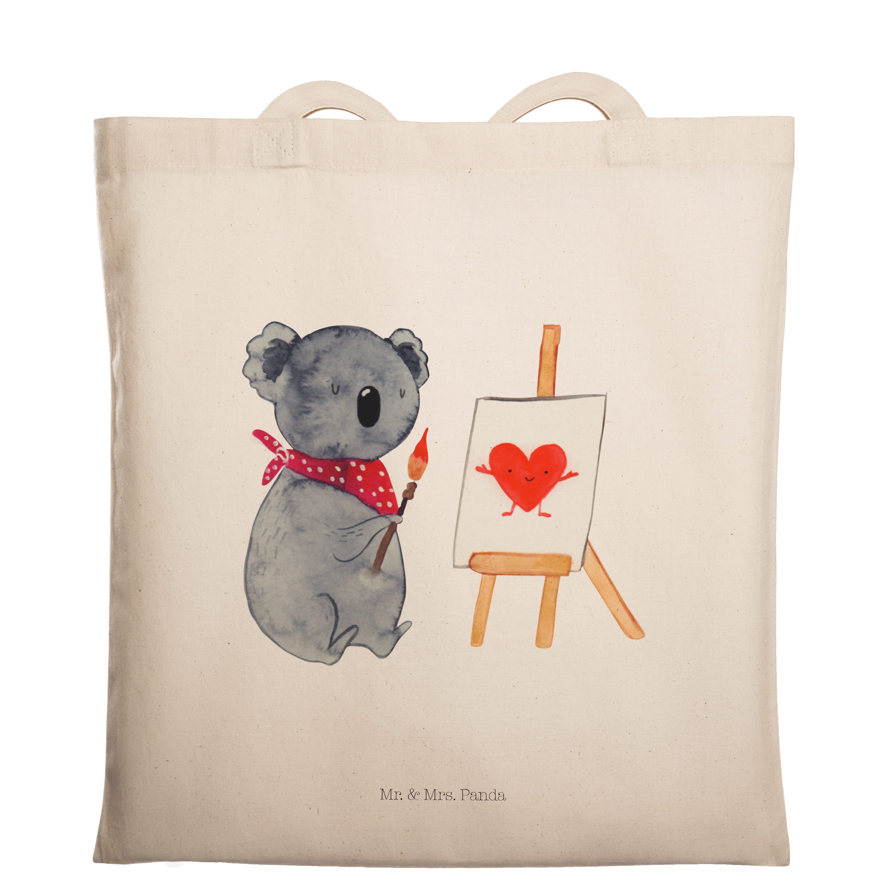 Mr. (1-tlg) - Beuteltasche, Panda - Koala & Mrs. Lieb Transparent Geschenk, Tragetasche Koalabär, Künstler
