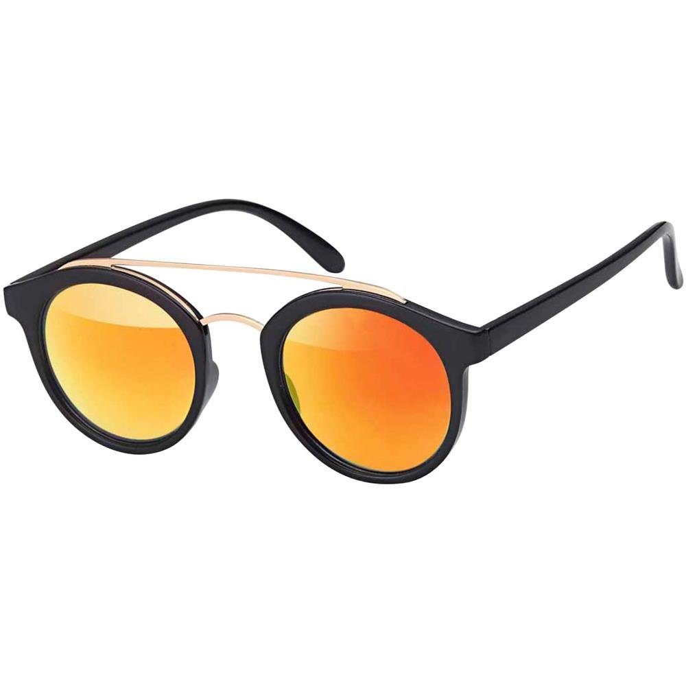 BEZLIT Eyewear Retrosonnenbrille Unisex Deppelsteg Designer Sonnenbrille (1-St) mit schwarzen Linsen Rot Schwarz