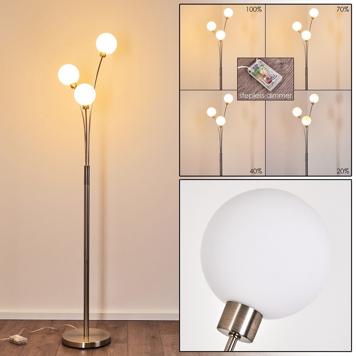 hofstein Stehlampe »Lerici« moderne Standleuchte, 3-flammig günstig online kaufen