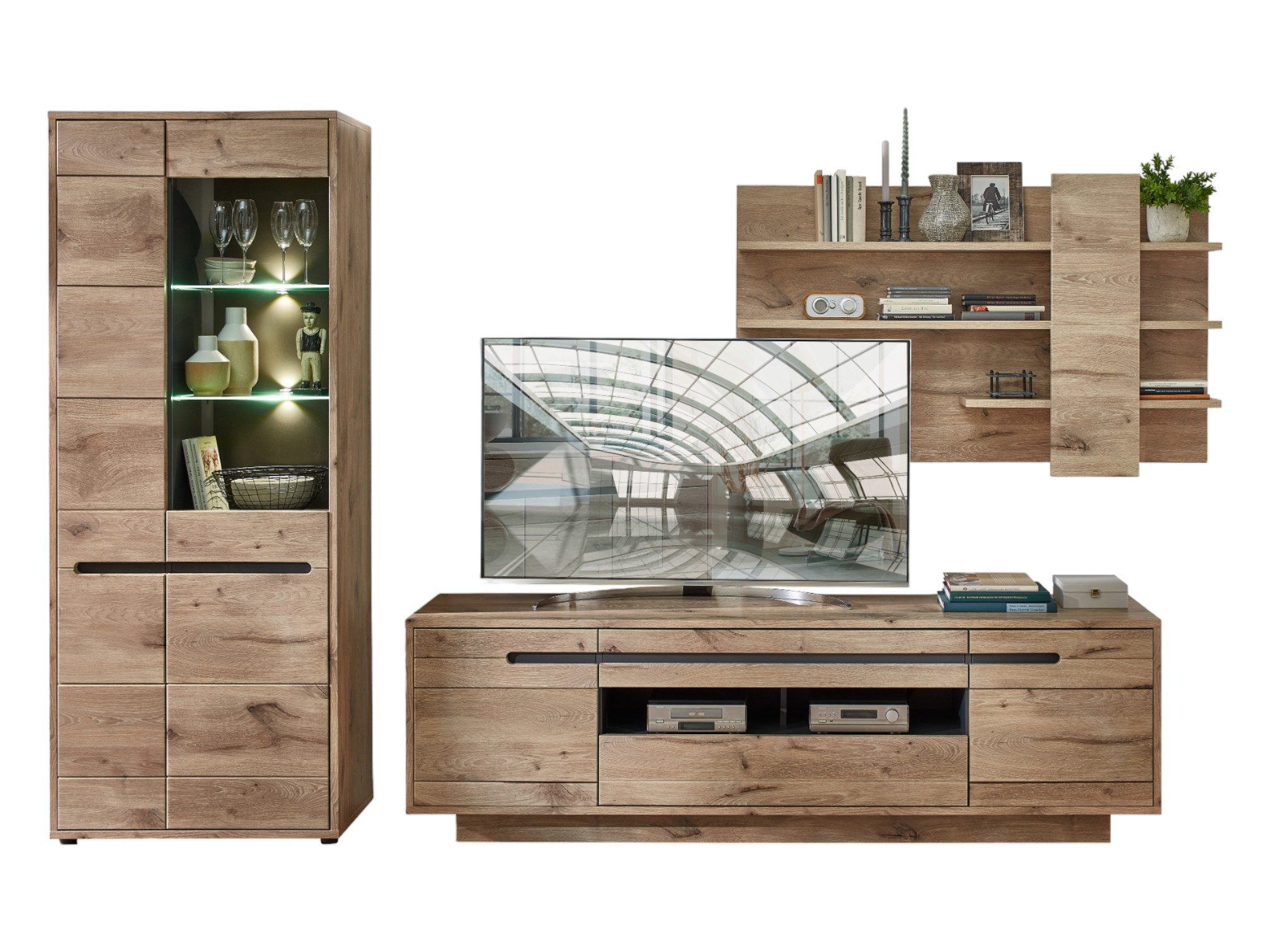 moebel-dich-auf Wohnwand BELLINZONA, (Wohnzimmer-Set, Vitrine + günstig online kaufen