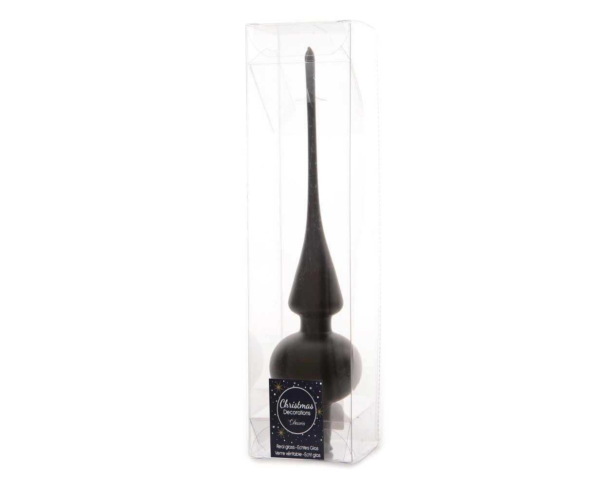Kaemingk Christbaumspitze, Christbaumspitze Glas 26cm schwarz matt