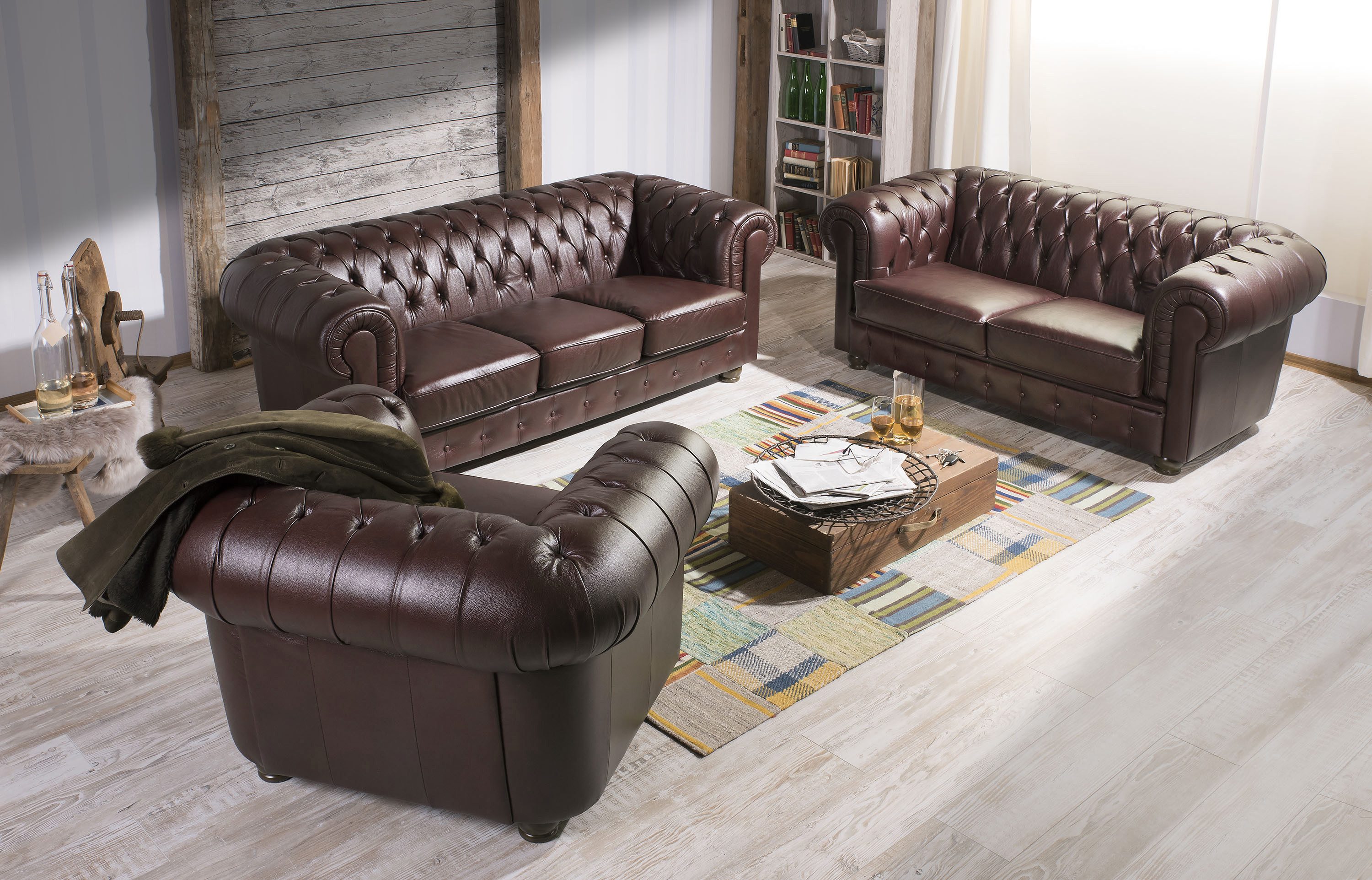 Max Winzer® Chesterfield-Sessel Bridgeport, mit edler Knopfheftung, geschwungene Armlehnen