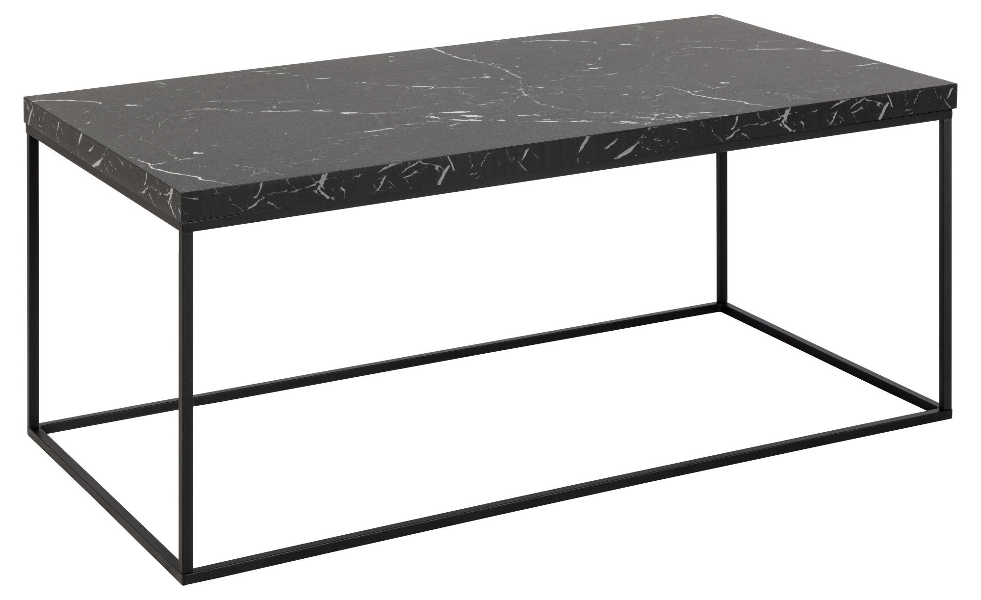 ACTONA GROUP Couchtisch Barossa Wohnzimmertisch, Sofatisch, Kaffeetisch, rechteckig, Steinoptik, schwarze Stahlbeine, Breite 110 cm
