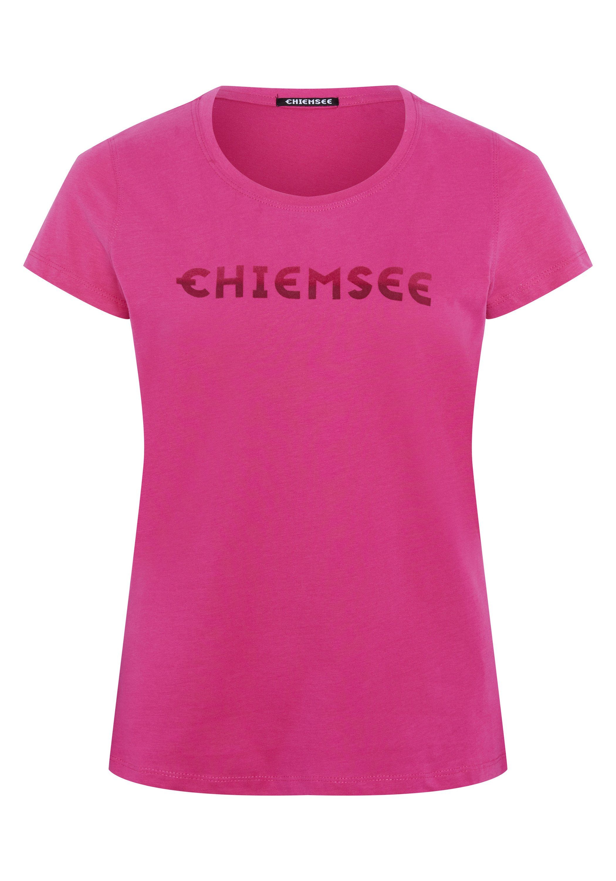 in Beetroot Farbverlauf-Optik Chiemsee T-Shirt Print-Shirt 1 Purple Logo mit