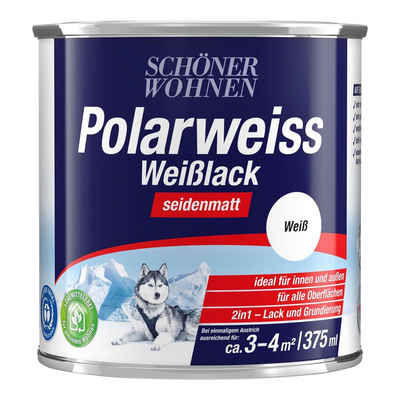 SCHÖNER WOHNEN FARBE Lack Polarweiss Weißlack / 94261, Stoß- und Kratzfest, Vergilbungsbeständig