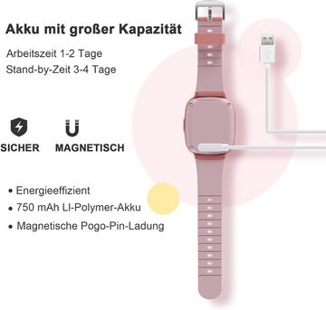 PTHTECHUS Smartwatch (1,4 Zoll, Android iOS), Kinder GPS 4G HD Touchscreen Uhr Telefon GPS Tracker SOS Videoanruf