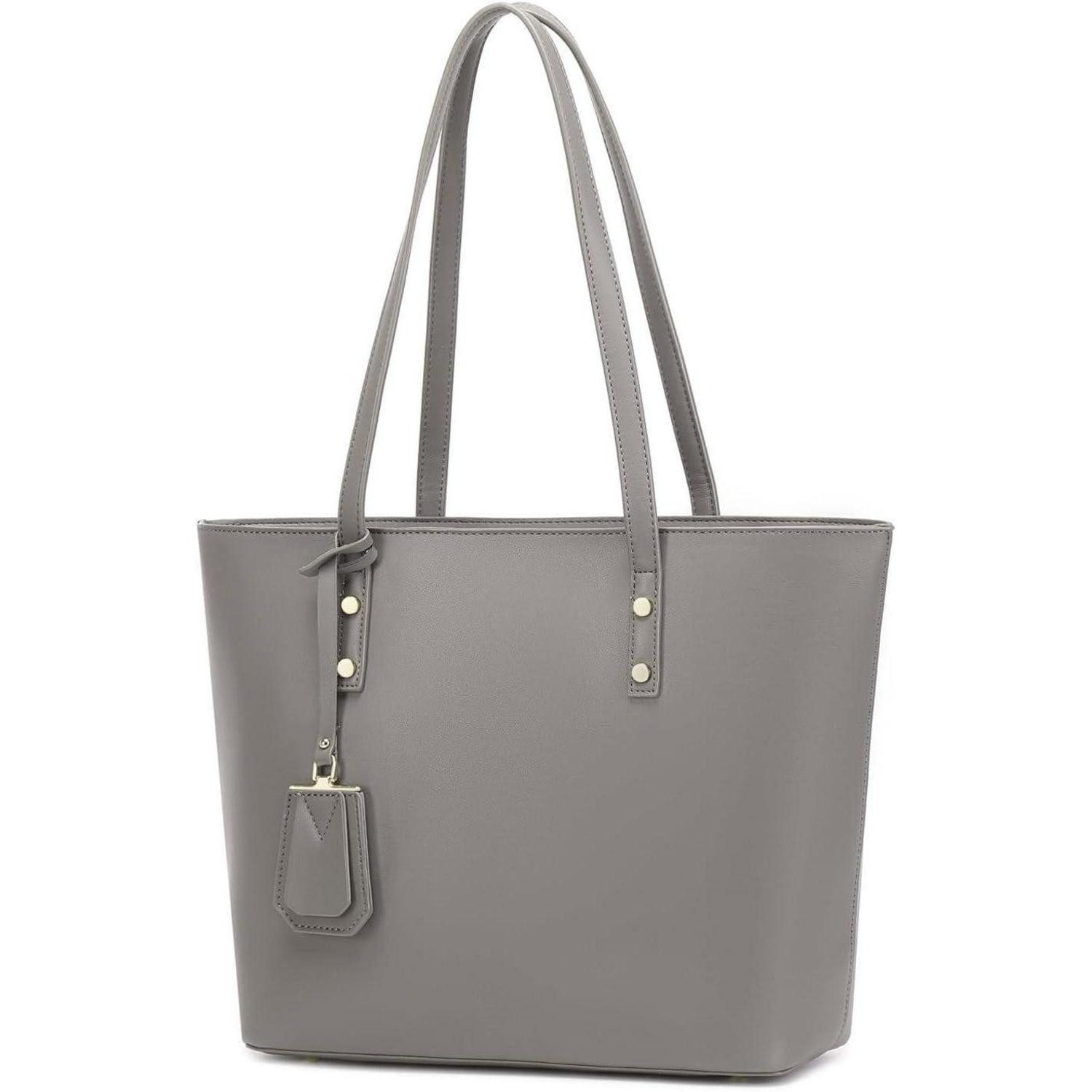 LuxusKollektion Handtasche Handtasche Damen Leder Groß Reißverschluss Arbeit Minimal Grau