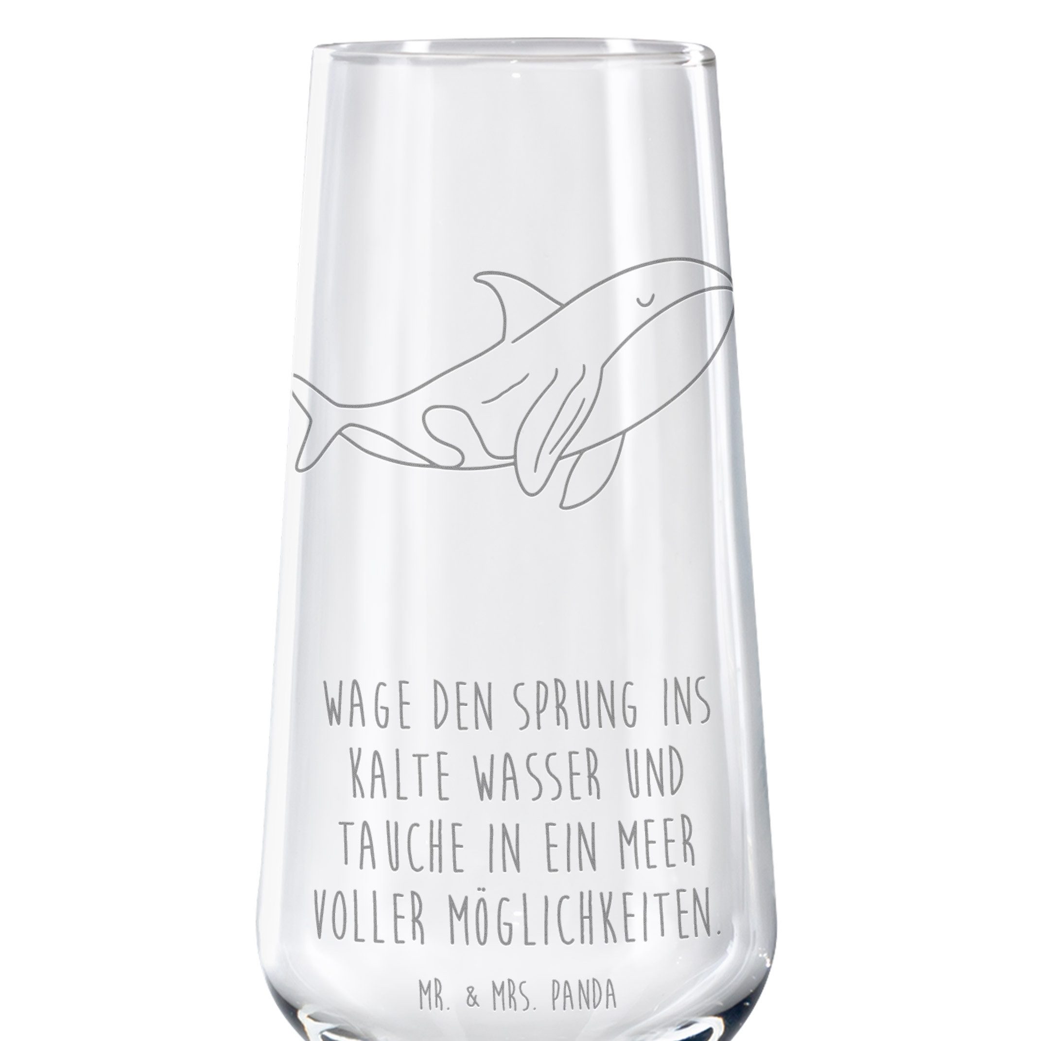 Mr. & Mrs. Panda Sektglas Orca, Sektglas, Transparent, Arbeit, Meer, Büro, Orca, Selbstliebe, W, 1-tlg., Premium Glas