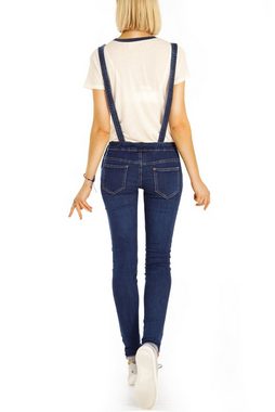 be styled Jeanslatzhose Jeanslatzhose röhrige skinny Passform Jeans Overall - Damen - j16i-2 5-Pocket-Style, mit Stretch-Anteil