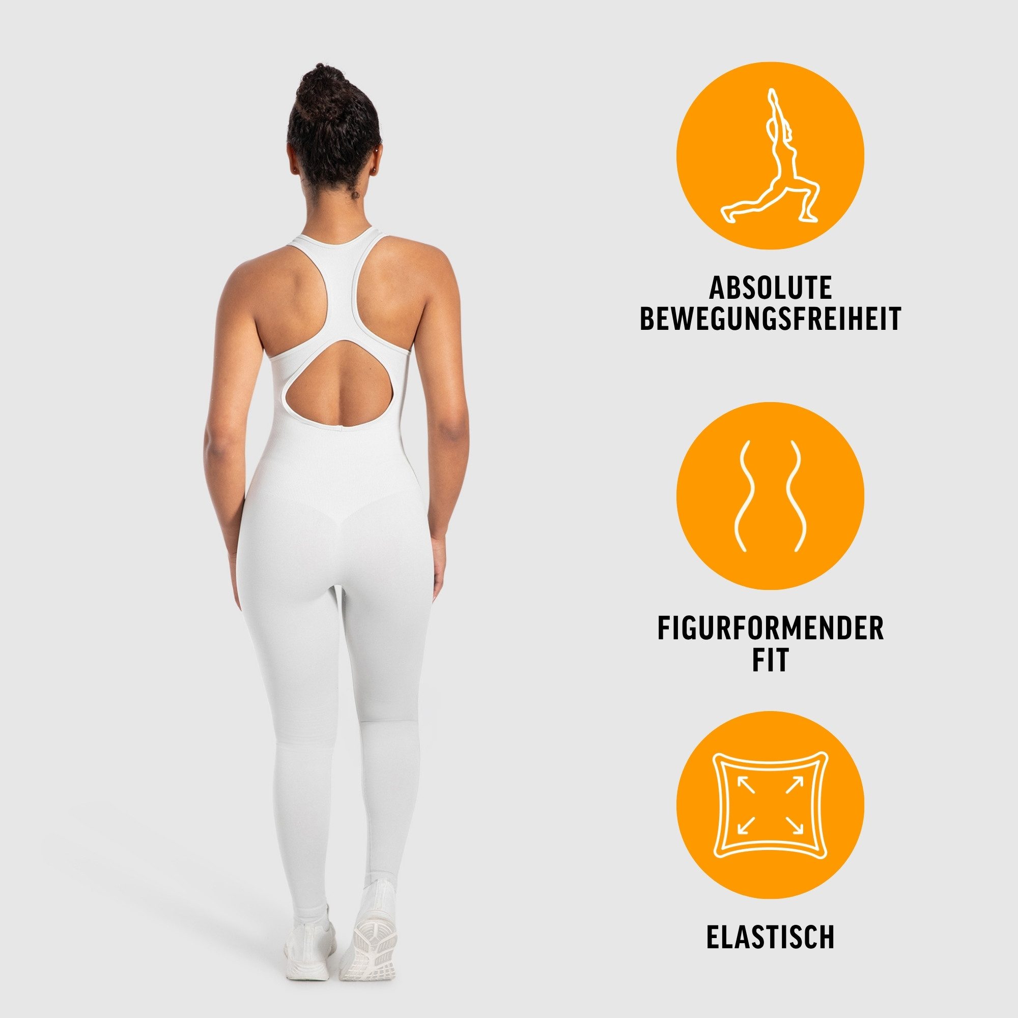 Smilodox Jumpsuit Elsie, Seamless Einteiler, Racerback, Ganzkörperanzug figurformend Sportanzug geripptes Material, Overall atmungsaktiv, Workout Yoga