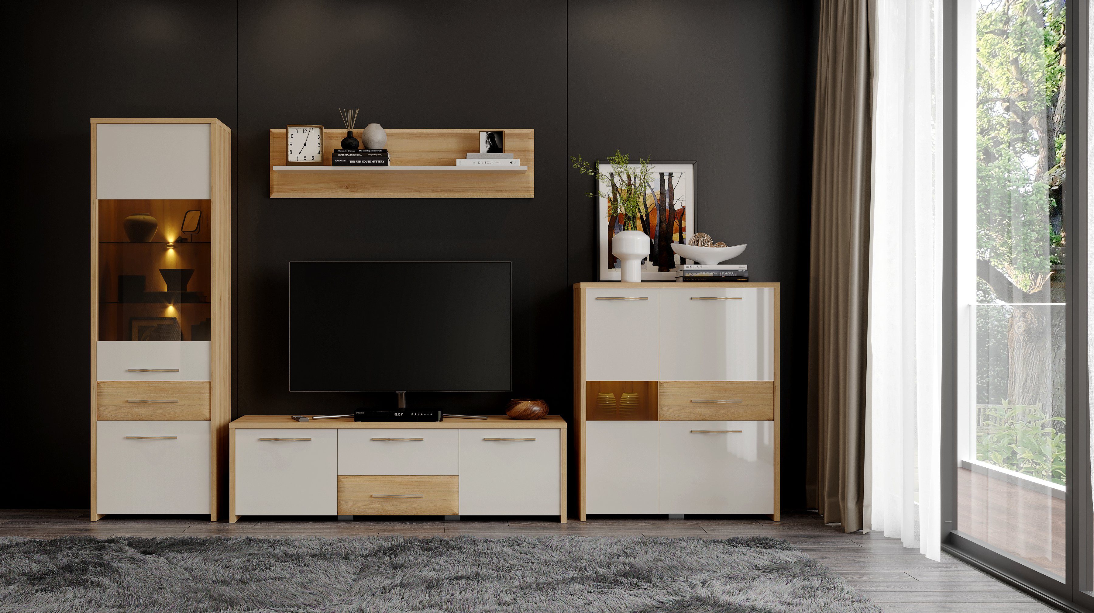 OTTO home Highboard Gala, Kommode, Höhe 115 cm, UV lackiert, kratzfest, hochglänzend