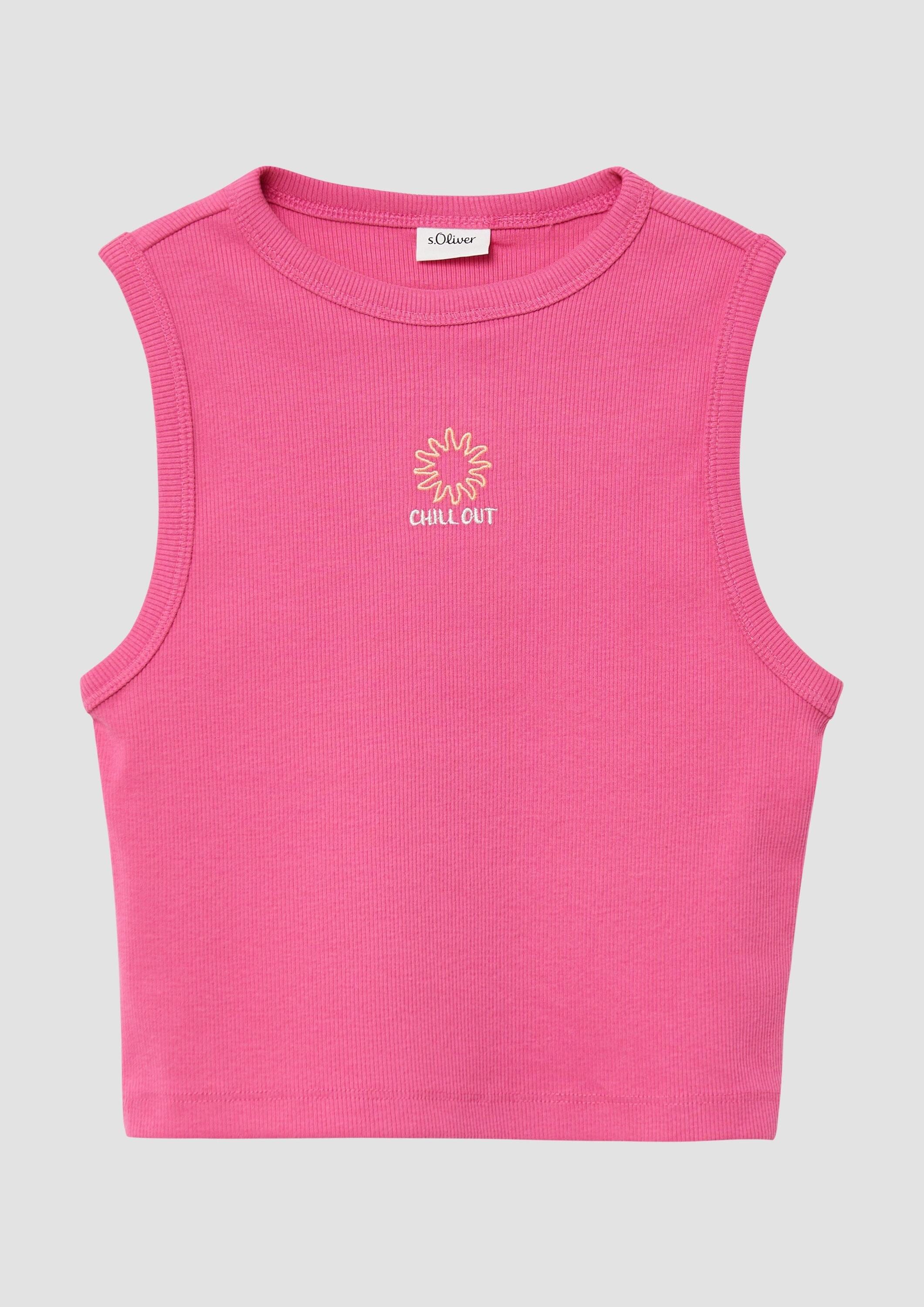 s.Oliver Muskelshirt T-Shirt Slim-Fit-Top aus Rippware mit Stickerei