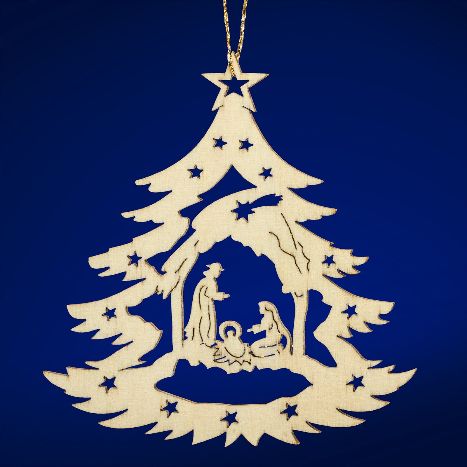 SIKORA Christbaumschmuck BS-LS Anhänger Heilige Baum 28 Familie 8.8cm - H Weihnachtsbaum wählbar Holz Traditionelle aus B1 Modelle Filigrane