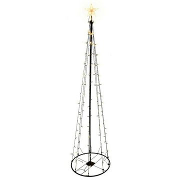 INDA-Exclusiv Lichtervorhang XXL LED Metall Weihnachtsbaum mit Stern 154 LEDs 240cm 8 Funktionen