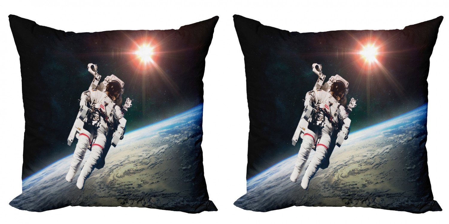 Kissenbezüge Modern Accent Doppelseitiger Digitaldruck, Abakuhaus (2 Stück), Galaxis Astronaut mit Sun Beams