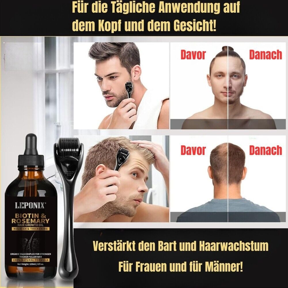 Bartpflege-Set Haarwachstumsset mit Rosmarinöl Dermaroller Kopfhaut Geschenkset