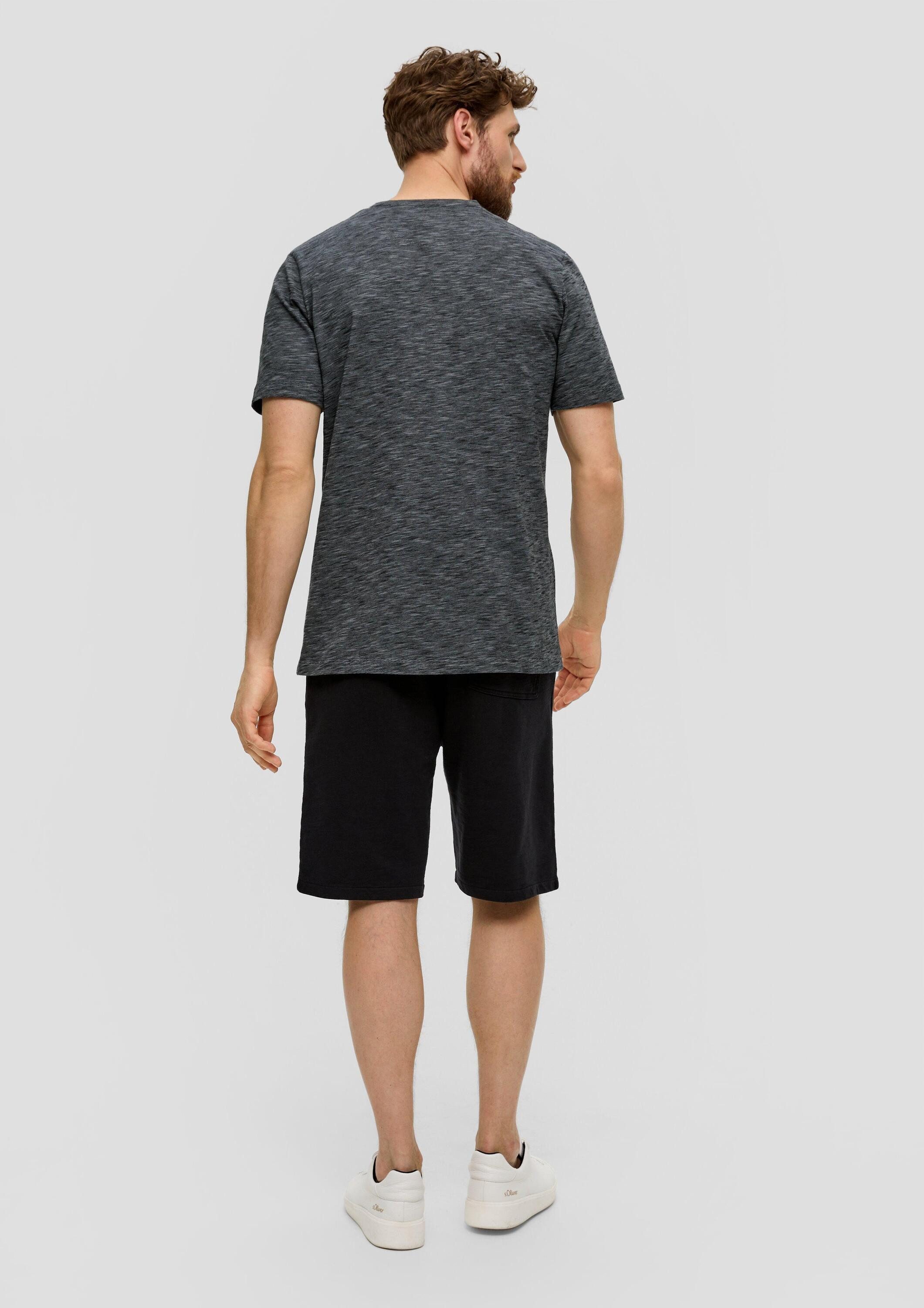 s.Oliver Kurzarmshirt T-Shirt Baumwollshirt mit Henleyausschnitt