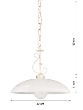 Helios Leuchten Pendelleuchte Hängelampe Landhausstil Küchenlampe Deckenlampe, für Wohnraum Esstisch Küche, Alabasterglas weiß
