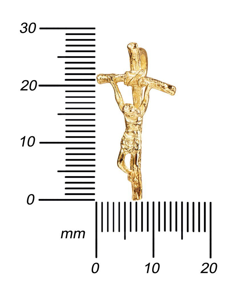 JEVELION Kreuzkette Kruzifix Anhänger 750 Gold - Made in Germany (Goldkreuz, für Damen und Herren), Mit Kette vergoldet- Länge wählbar 36 - 70 cm oder ohne Kette.