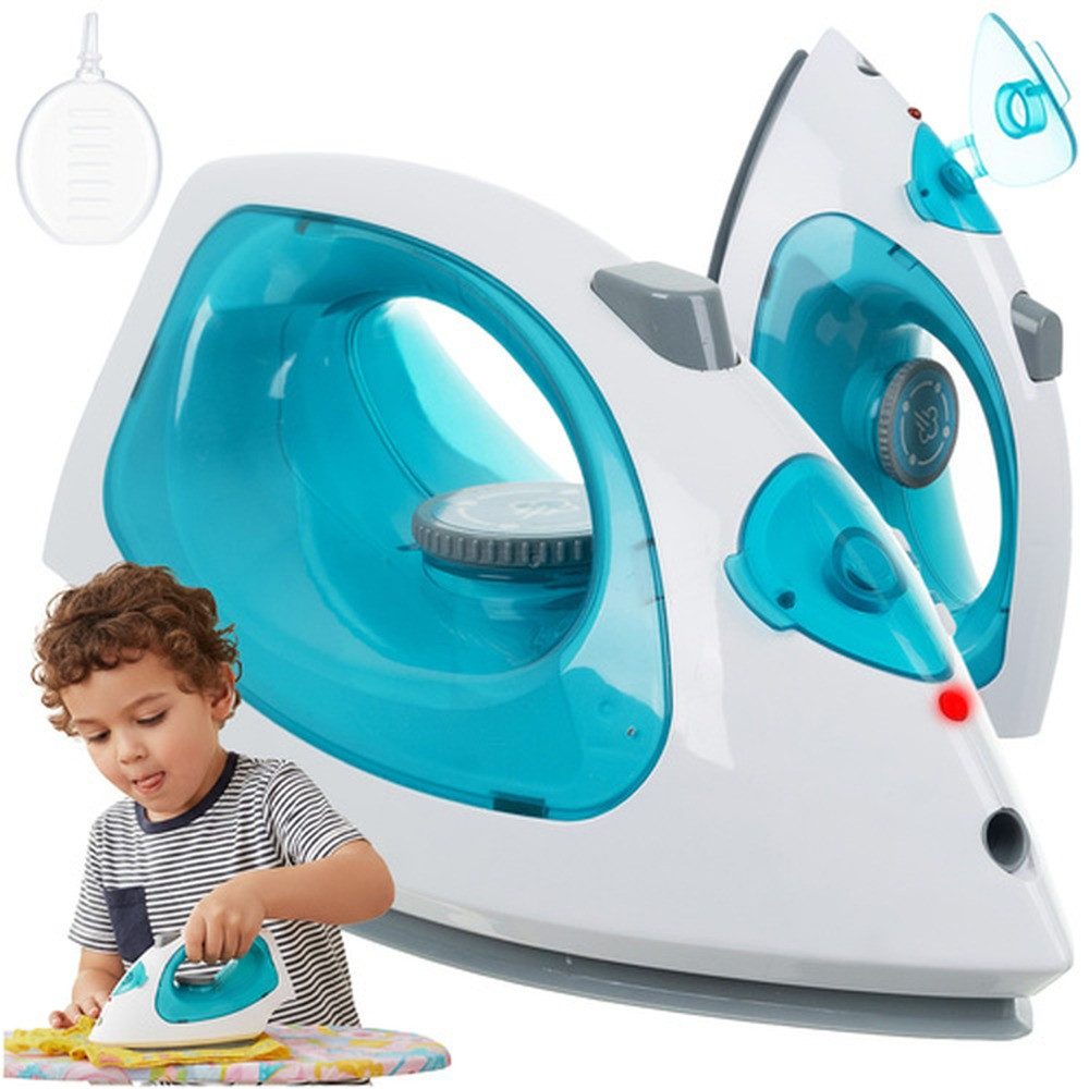 ISO TRADE Kinder-Bügeleisen Kinderbügeleisen Kinderspielzeug, (Spar-Set, Soundeffekte), Mit Wassertank, Funktionstaste, beweglichem Temperaturknopf