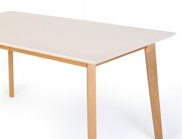 expendio Essgruppe Viano Color, (komplette Tischgruppe, Spar-Set, 5-tlg), Massivholztisch Buche natur weiß 140x80 cm + Stühle Tina 2 Grand braun
